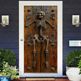 Aperturee - Vinatge Skeleton Wooden Wall Halloween Door Cover